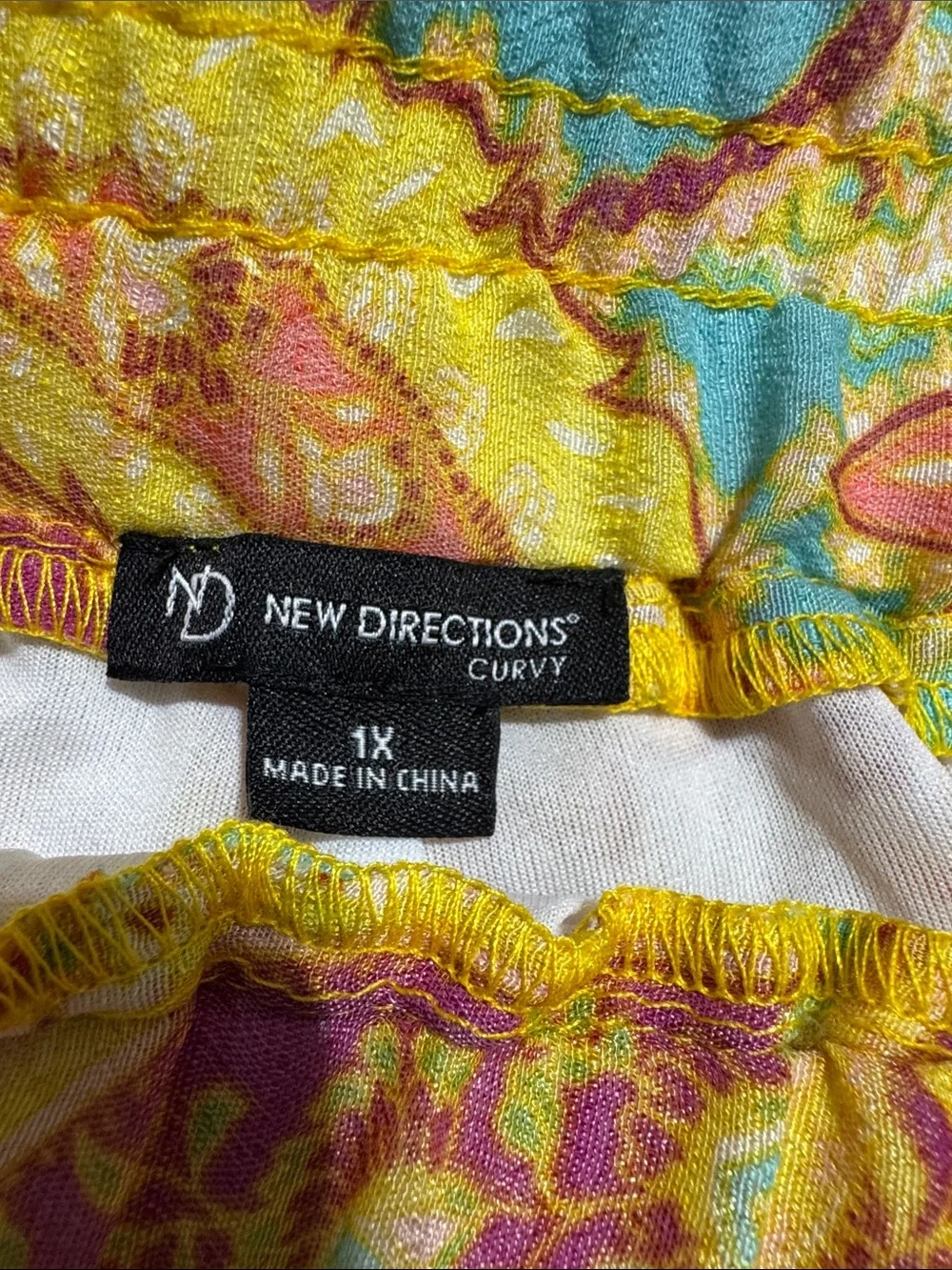 new directions Vibrant Paisley Wide-Leg Pants in Yellow, Turquoise & Pink - 1X